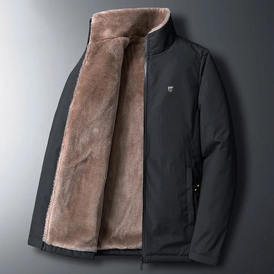 Winter Fleece Jacket Men's Warm Thick Windbreaker High Quality padded Fur Collar
