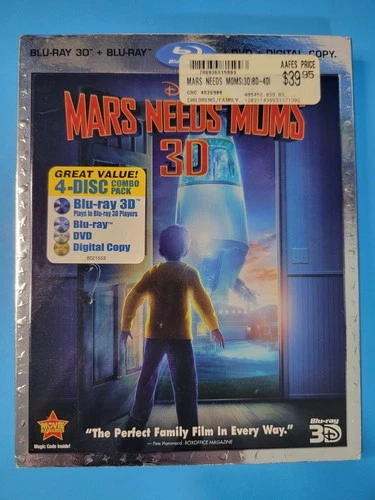 Mars Needs Moms [3D] [Blu-ray/DVD] [Includes Digital Copy] [4 Discs]: Used