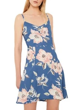 FRENCH CONNECTION Womens Blue Spaghetti Strap Short Fit + Flare Dress 6