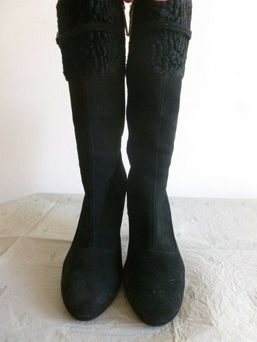 Real suede leather high heel boots 37size Stivali GUESS camoscio Nero Vintage - Foto 5 di 12