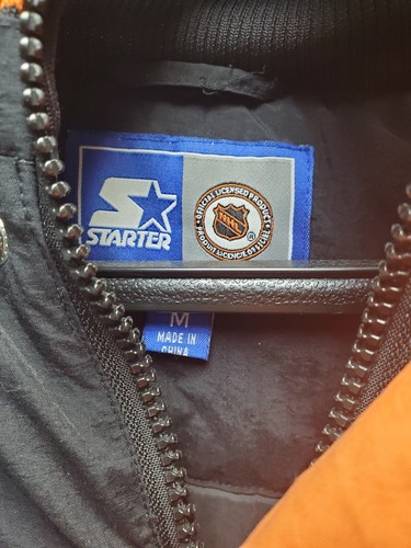 Vtg 90s Philadelphia Flyers Starter Jacket 1/2 Zip Detachable Hood Mens Medium - Picture 2 of 7