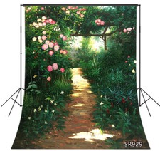5x7ft Watercolor Spring Garden Flowers Archway Vinyl Backdrop Photo Background