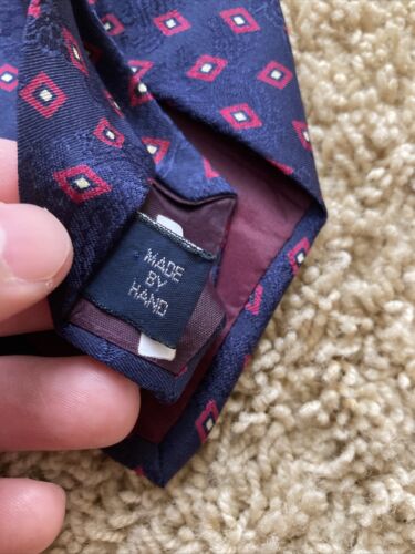 Cravatta Polo by Ralph Lauren fatta a mano negli USA 100% seta blu e rossa. Vintage - Foto 4 di 6