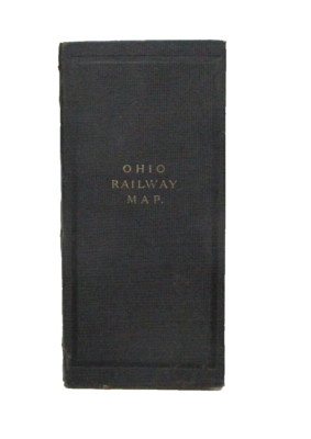 Vintage Ohio Eisenbahn Karte Leinenrücken 1900er Zug Transport Sammlerstück