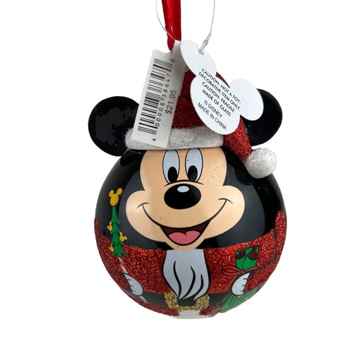 Disney Parks Santa Mickey Mouse Nutcracker Glass Ball Christmas Ornament w. tag - Picture 1 of 5
