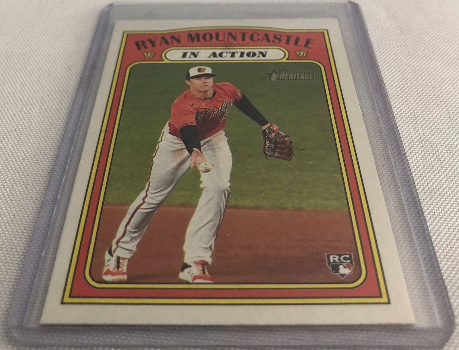 2021 Topps Heritage Baseball Ryan Mountcastle Baltimore Orioles In Action Rookie