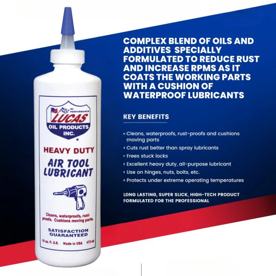 Lucas Oil 10216 Air Tool Lubricant  Extends Tool Life, Disperses Water,  Protects Against Rust Professional Air Tool Oil