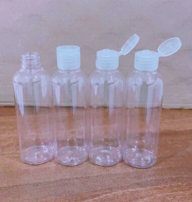 100 ml leere Plastikflaschen + Reise-Flip-Caps klar für Handgele & Lotion UK