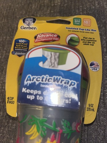 NUK GERBER 9OZ ADVANCED DEVELOPMENTAL CUP ARCTIC WRAP 18+ MO BPA FREE LEAK PROOF - Picture 4 of 9