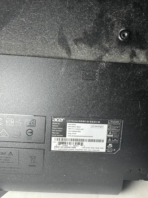 Acer GN246HL Bbid 24" Full HD Widescreen Gaming Monitor - Black With Power Cable - Image 3 of 3