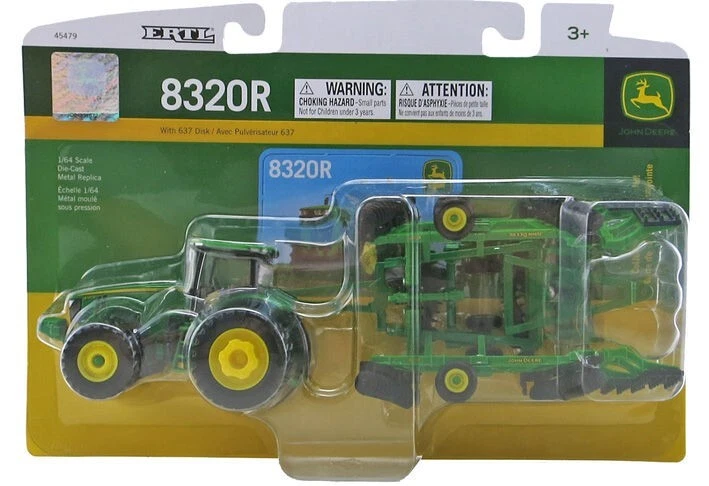 John Deere 8320R Tractor with Duals and 637 Folding Disc - 1/64 scale by Ertl - Image 2 of 2