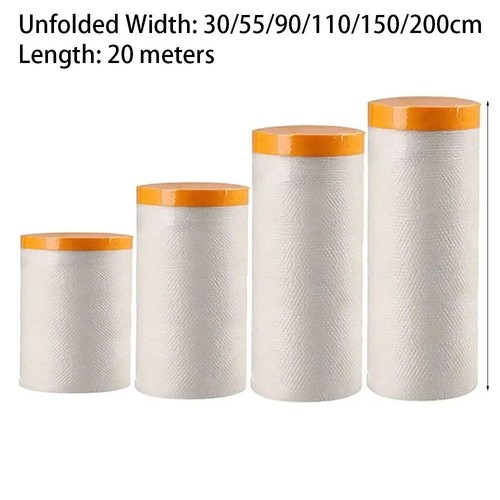 1Roll Spray Paint Pre-Taped Masking Film Paper Cloth Cover Home Dust Cover - Picture 3 of 18