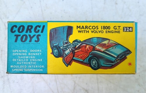 Corgi 324 Marcos Volvo 1800 GT Diecast Toy Car w Box GT Britain 1960s - Picture 6 of 12