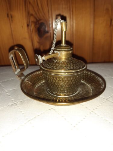 lampe à pétrole en cuivre décoration vintage éclairage ancienne - Photo 1/8