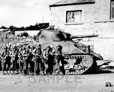 US Soldiers with a M4 Sherman Tank 8"x 10" World War II Photo Picture #175