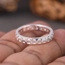 Pure 925 Sterling Silver Band Ring Stackable Engagement Ring Gift For Her