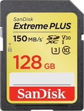 SanDisk Extreme Plus 128GB UHS-I V30 U3 Class 10 SD Memory Card 150 MB/s SDSDXW5