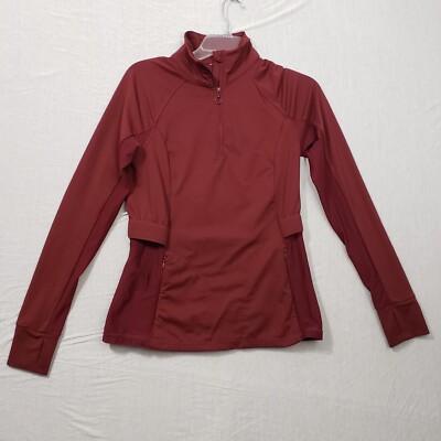 Fabletics Trinity 1/4 Zip Pullover Women's Small Red Performance Vented Stretch