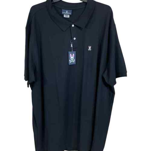 NWT Psycho Bunny Mens Polo Shirt Black Size 6XLT Classic Collared Short Sleeve - Afbeelding 1 van 9