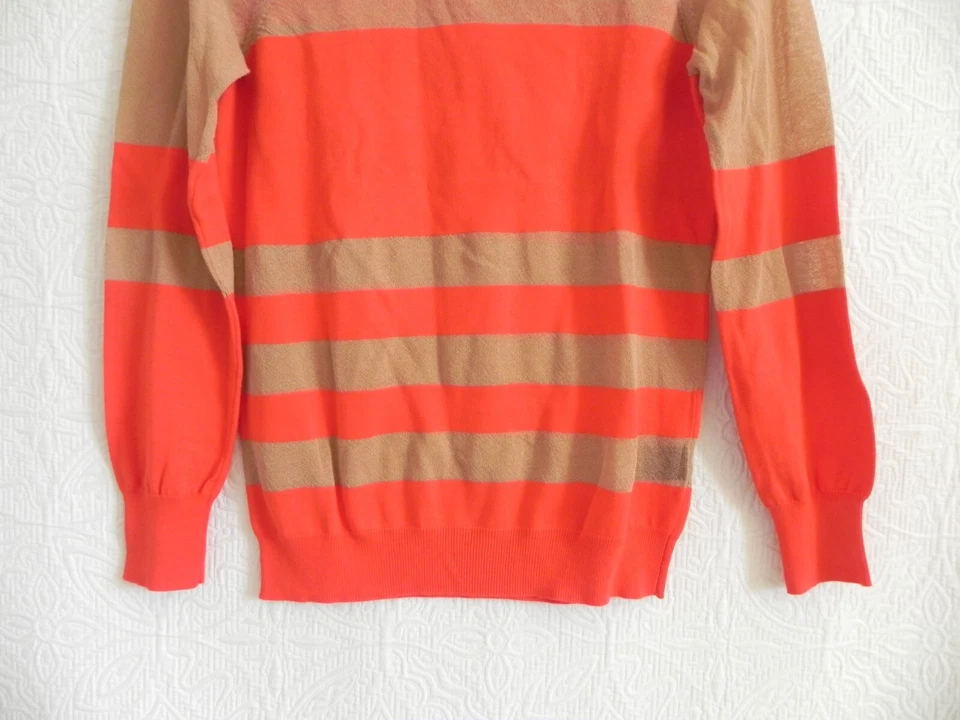 Marc by Marc Jacobs Sweater Lightweight Crew Neck Striped Mesh Trim Slim Size S - Image 3 of 4