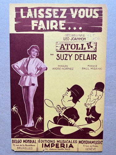 1951 LAUREL & HARDY LAST FILM sheet music ATOLL K published Paris, FRANCE