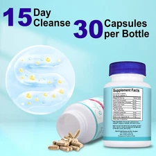 15 Day Cleanse Intestinal Colon Detoxifying Bloating Gut Microbiome 30 Capsules