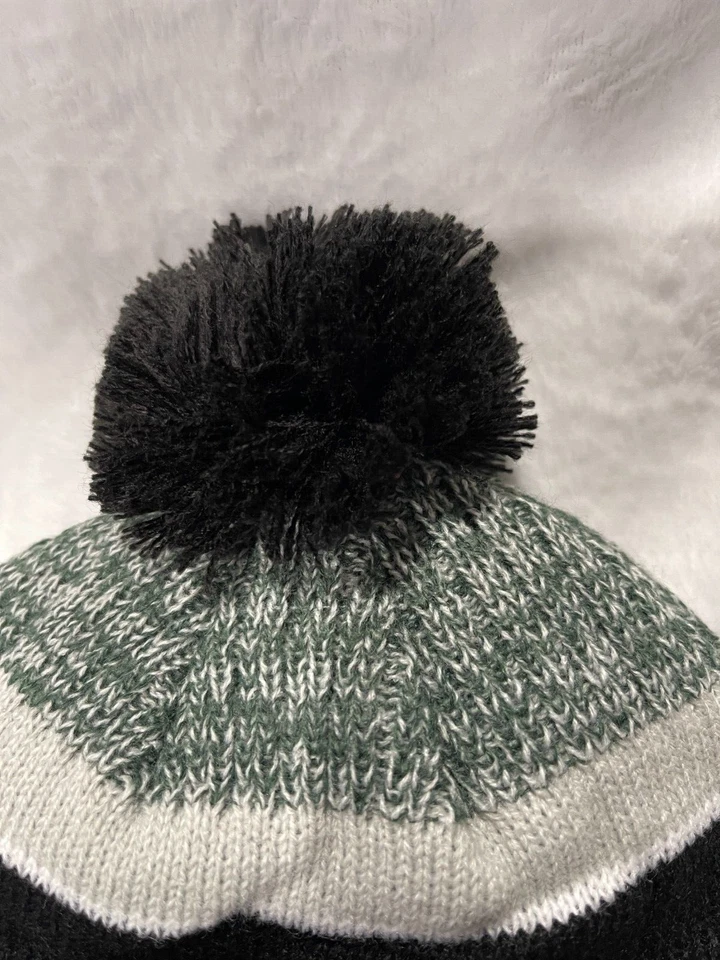 Boné de malha Beanie Philadelphia Eagles adulto puff inverno tobogã EUA lateral - Imagem 3 de 4