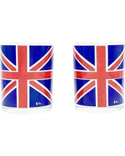 Vintage Cera Pair Cocktail Tumbler Glasses Union Jack Flag UK British Barware