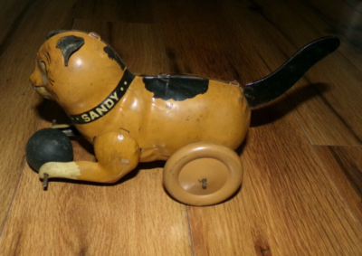 Vintage Louis Marx Wind Up Mechanical Orphan Annie Sandy Tin Dog