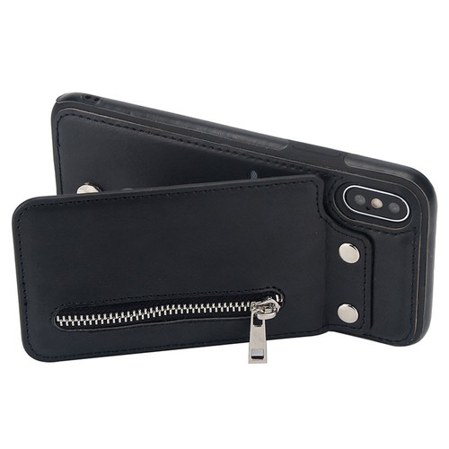 Custodia cover porta schede tessere stand BADGE DELUXE pelle pr iPhone X XS 5.8" - Picture 8 of 16