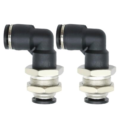 Elbow and Straight Combination 3/8'' Tube OD Push to Connect Fitting Bulkhead ...