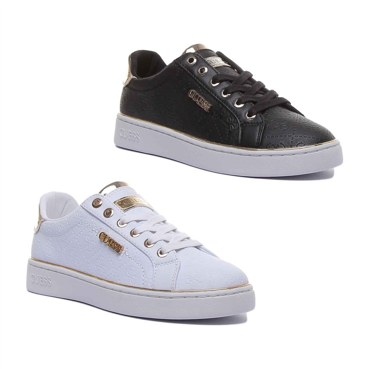 Guess Beckie Lace Up Gold Logo Size UK