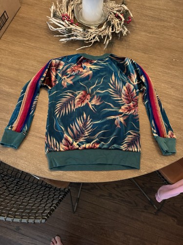 Aviator Nation Women’s Girls Kid Velvet Sweatshirt Stripe Tropical Palm Kauai - Picture 5 of 7