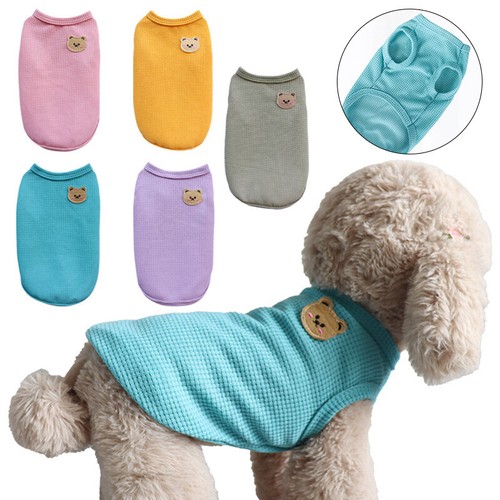 Dogs Vest Dogs Print Clathes Pet Dog Clothes Puppy T-shirt Thin Classic Waffle . - Picture 12 of 17