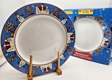 Debbie Mumm Sakura SNOWMAN Dinner Plates 10 3/4" diameter Set of 4 1998