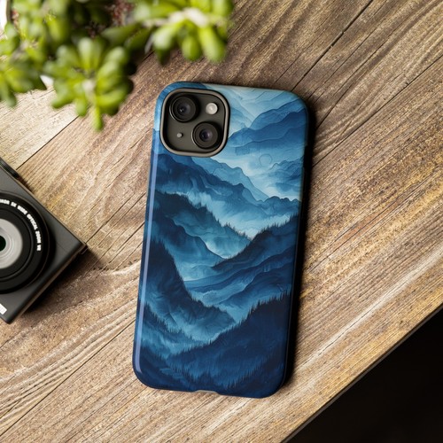 For iPhone / Galaxy / Pixel | Phone-Ink Case - Blue Forest Mountain Watercolor - 第 16/139 張圖片