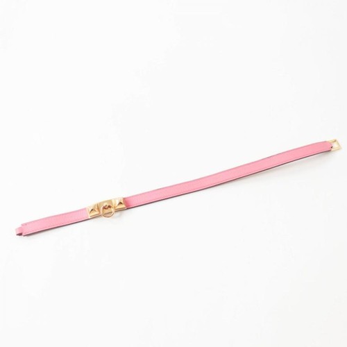 Authentic Hermes Rival Double Tour Leather 2 Row Bangle Bracelet Vaux Swift Rose - 第 8/10 張圖片