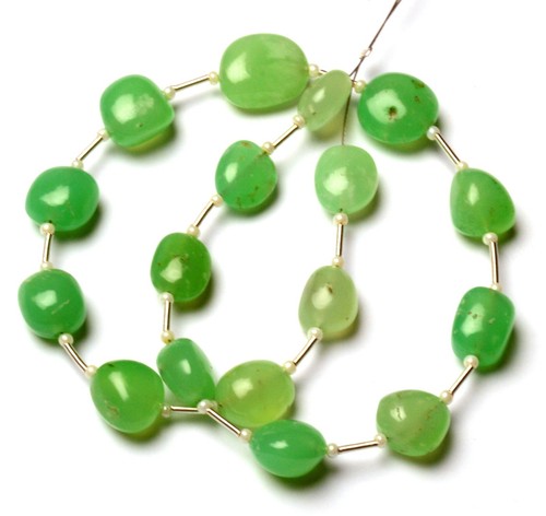 Natural Chrysoprase Gemstone 10 to 13 mm Smooth Nugget Shape Beads 12" Strand - Picture 4 of 6