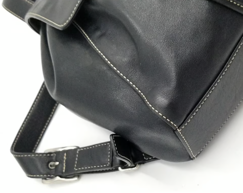 Coach 9569 Vintage Black Leather Drawstring Closure Backpack With