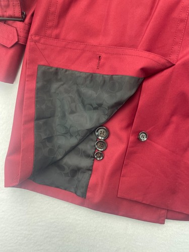Abrigo Coach Mujer Mediano Rojo Trench Doble Pecho Cinturón Forrado Chaqueta - Imagen 23 de 23