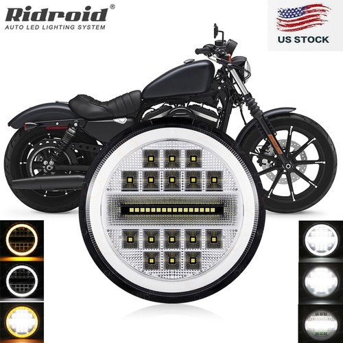 MONDEVIEW 5.75" Round LED Headlight For Harley Sportster, Dyna, Street Bob - Hi/Lo Beam With Integrated Turn Signals