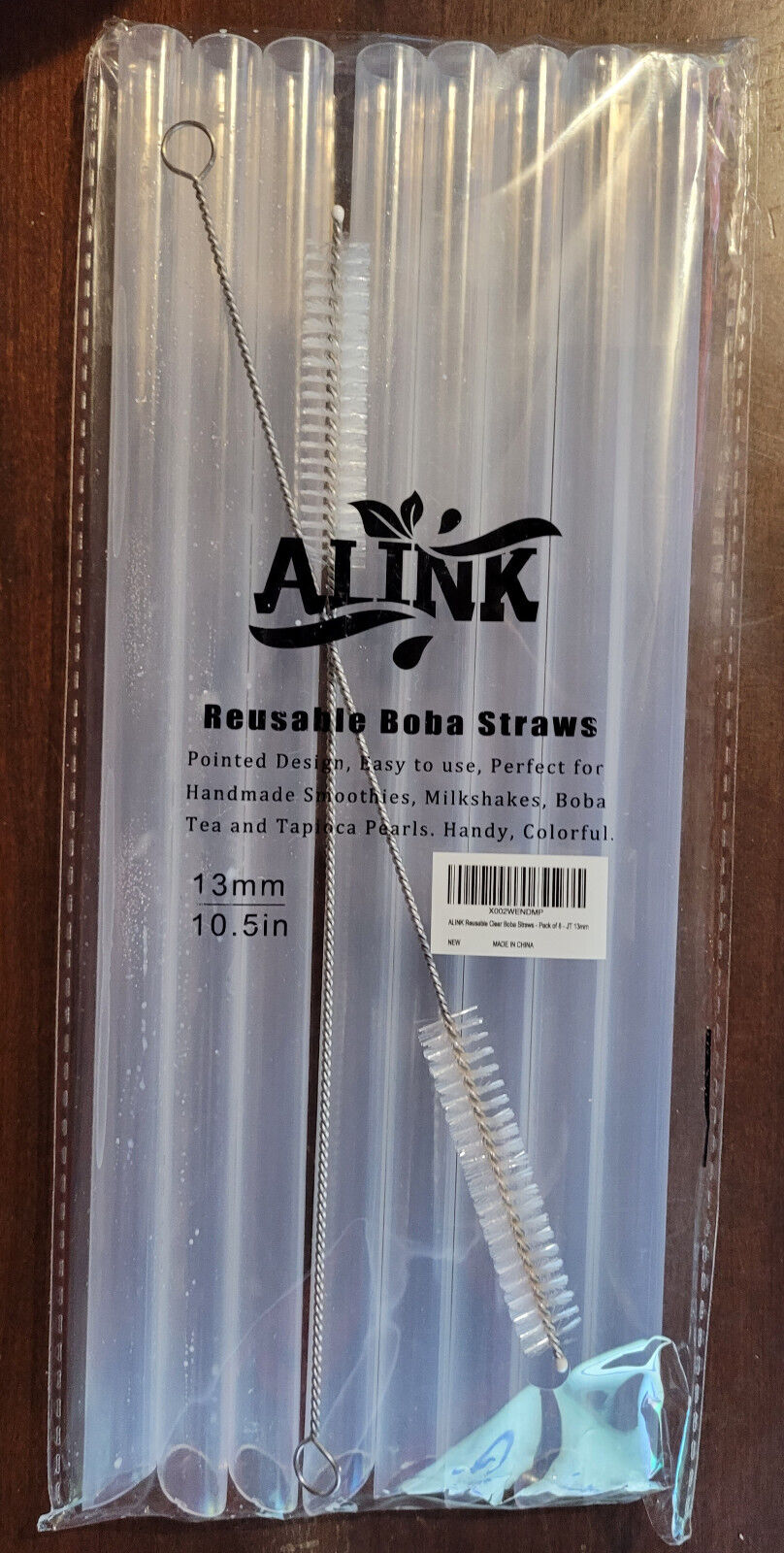  ALINK 12-Pack Reusable Plastic Clear Straws, 13 inch