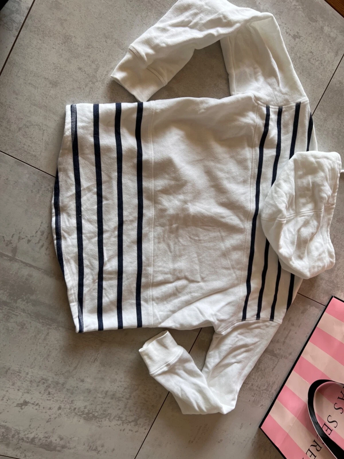 UNDERCOVER Victoria's secret felpa con cappuccio bianca a righe angelo S rara