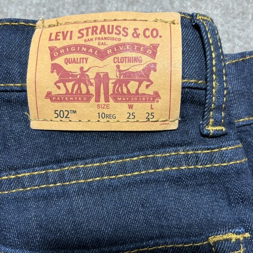 Levi's 502 Jeans Boys Sz 10 Regular Taper 25X25 Stretch Denim Pants Adjust Waist - Picture 4 of 6