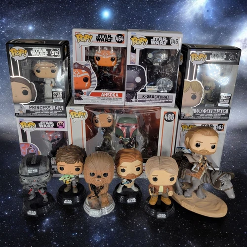Funko Pop! Star Wars Lot of 8 Boba Sabine Obi Bo-Katan Ahsoka Luke Leia K-2SO