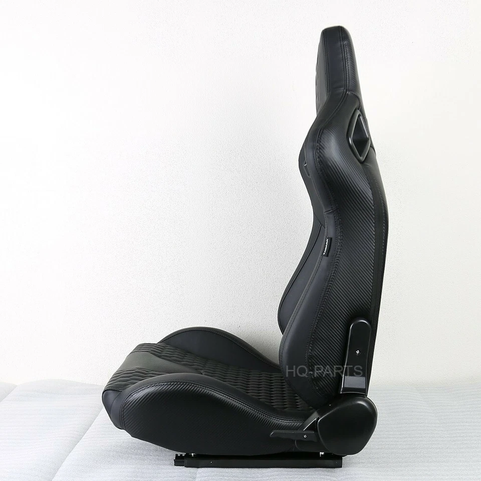 2 X ASIENTOS DE CARRERAS DE CUERO PVC CARBONO NEGRO PREMIUM TANAKA SE ADAPTA A VW Foto 3 de 4