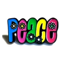 Peace Enamel Pin - World Love, Flower Child, Hippie, Happy, Happiness