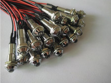 100pcs 5mm Purple Round Clear 12V Pre-Wired LED With Chrome Holders 20cm 22AWG