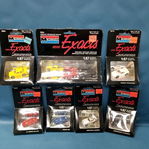 7 Sealed Packs of Vintage 80s/90s Monogram Mini Exacts Die Cast Cars 1:87 Scale