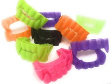 144 Glow-in-the-Dark Vampire Teeth Fangs - Assorted Colors for Halloween Costume